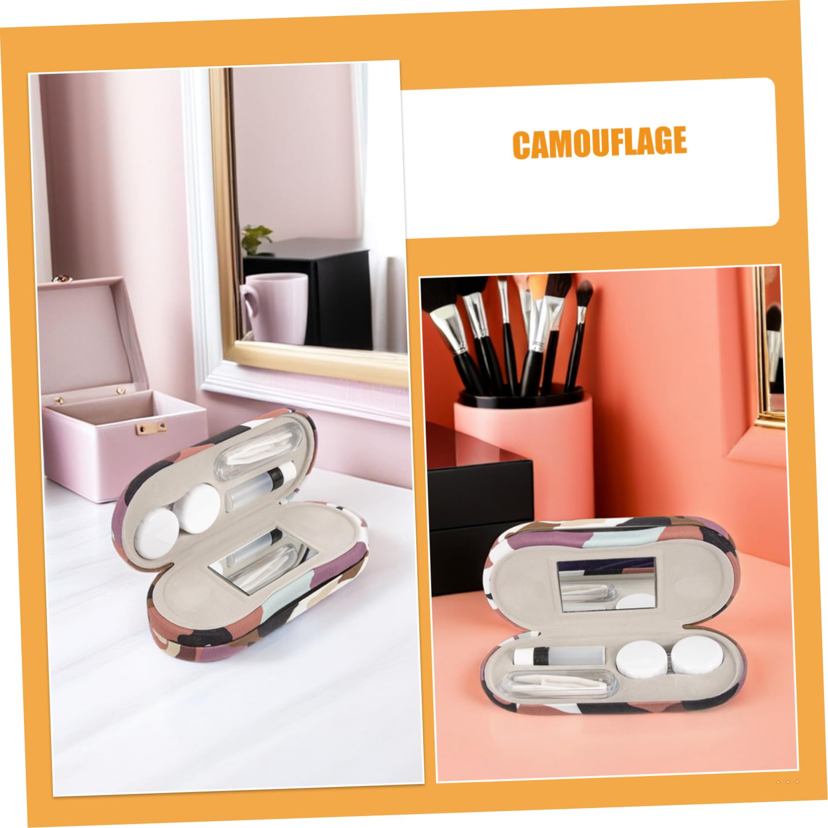 2 Ensembles Étui Lunettes Double Portable avec Miroir et Pince Boîte de Rangement Rigide pour Lunettes et Lentilles Organiseur Compact pour Hommes et Femmes Protection Renforcée et