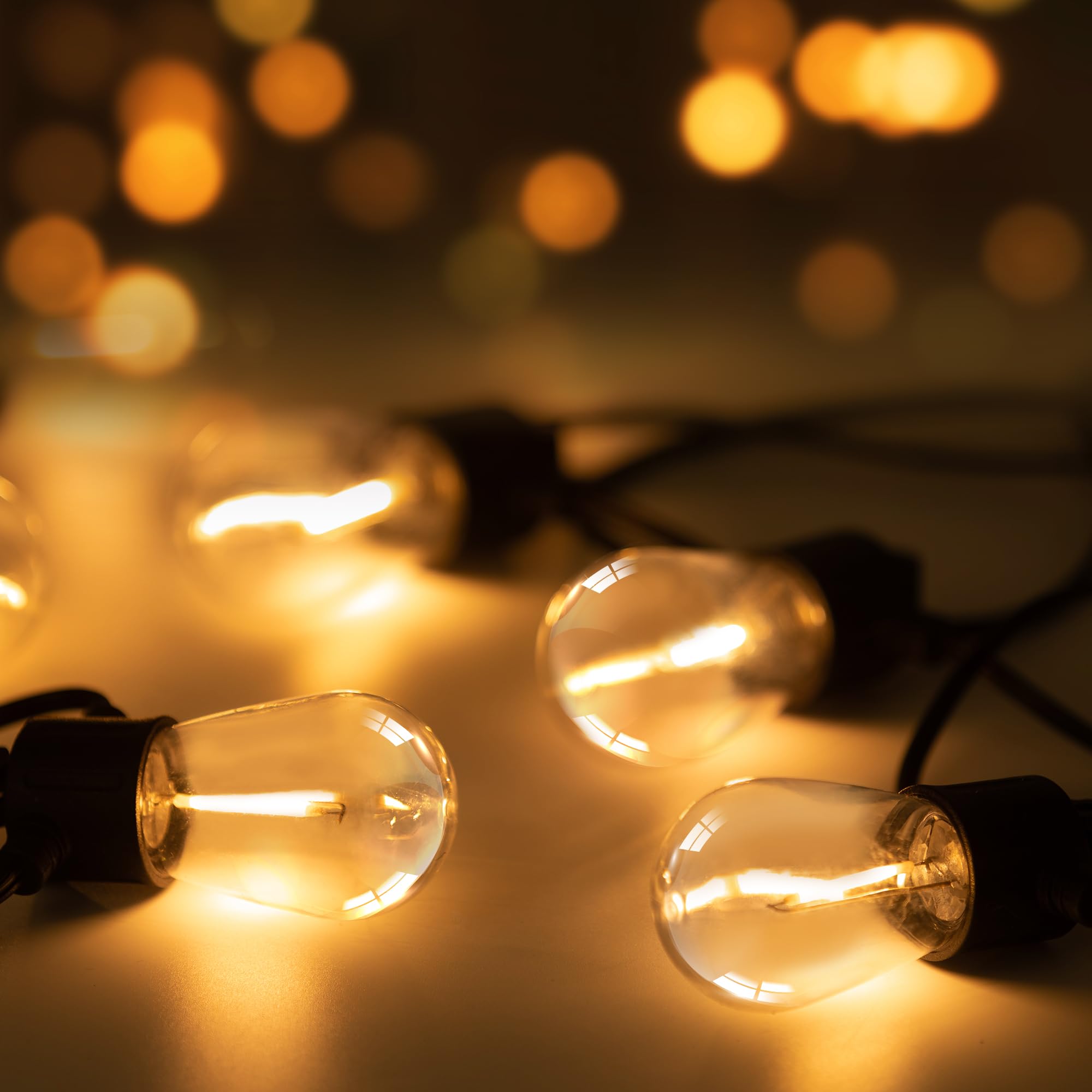 View 1 of UME 100FT Outdoor String Lights S14 LED Patio Lights with 52 Shatterproof Edison Vintage Bulbs(4 Spare), Waterproof Connectable Hanging Lights for Porch, Deck, Garden, Backyard, Balcony(50FT*2) 100FT(52 LED Bulbs)