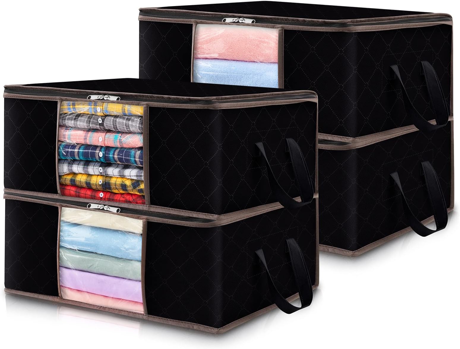 Lifewit Clothes Storage Case, Blanket, Futon Storage Case, Clothes Garment Case, Breathable Non-Woven Fabric Closet, Clothes Storage Box, Handle Storage Bag, Storage Box with Clear Window, Wide