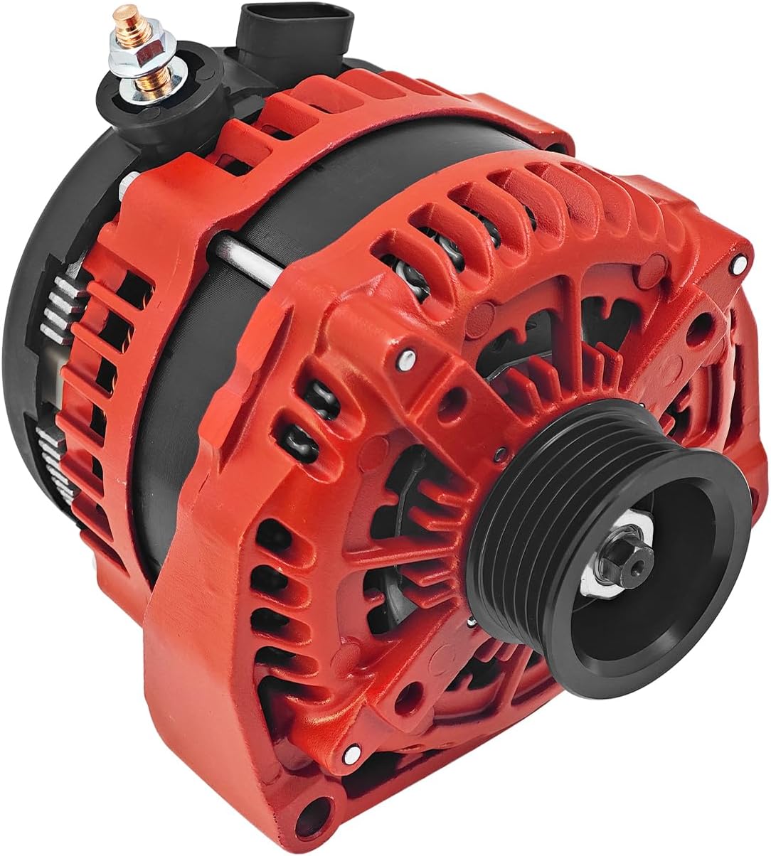 15768830 High Output 300AMP Red Alternator Compatible with Chevy Suburban Tahoe, Escalade, Rainier, Ascender Hummer H2, Saab 9-7X 2000-2006