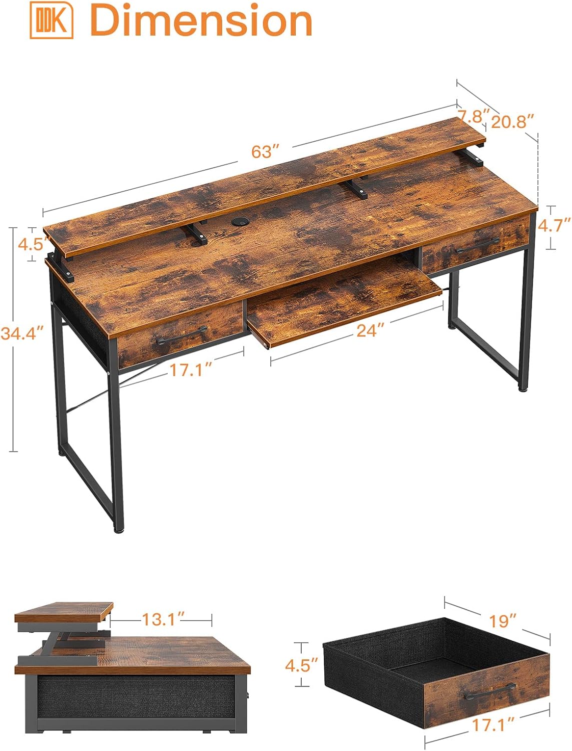 ODK Computer Desk with keyboard tray pulled out