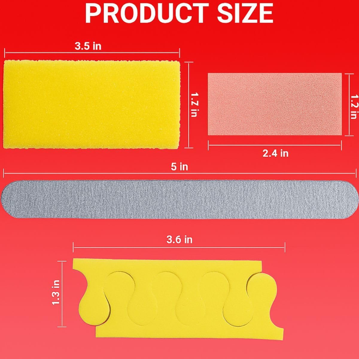 Disposable 4-Piece Pedicure Kit, 200 Count – Individually Wrapped Spa Set with Yellow Pumice, White 80/100 Grit Nail File, Orange Buffer, Toe Separators – Nail Care for Salon & Home Use