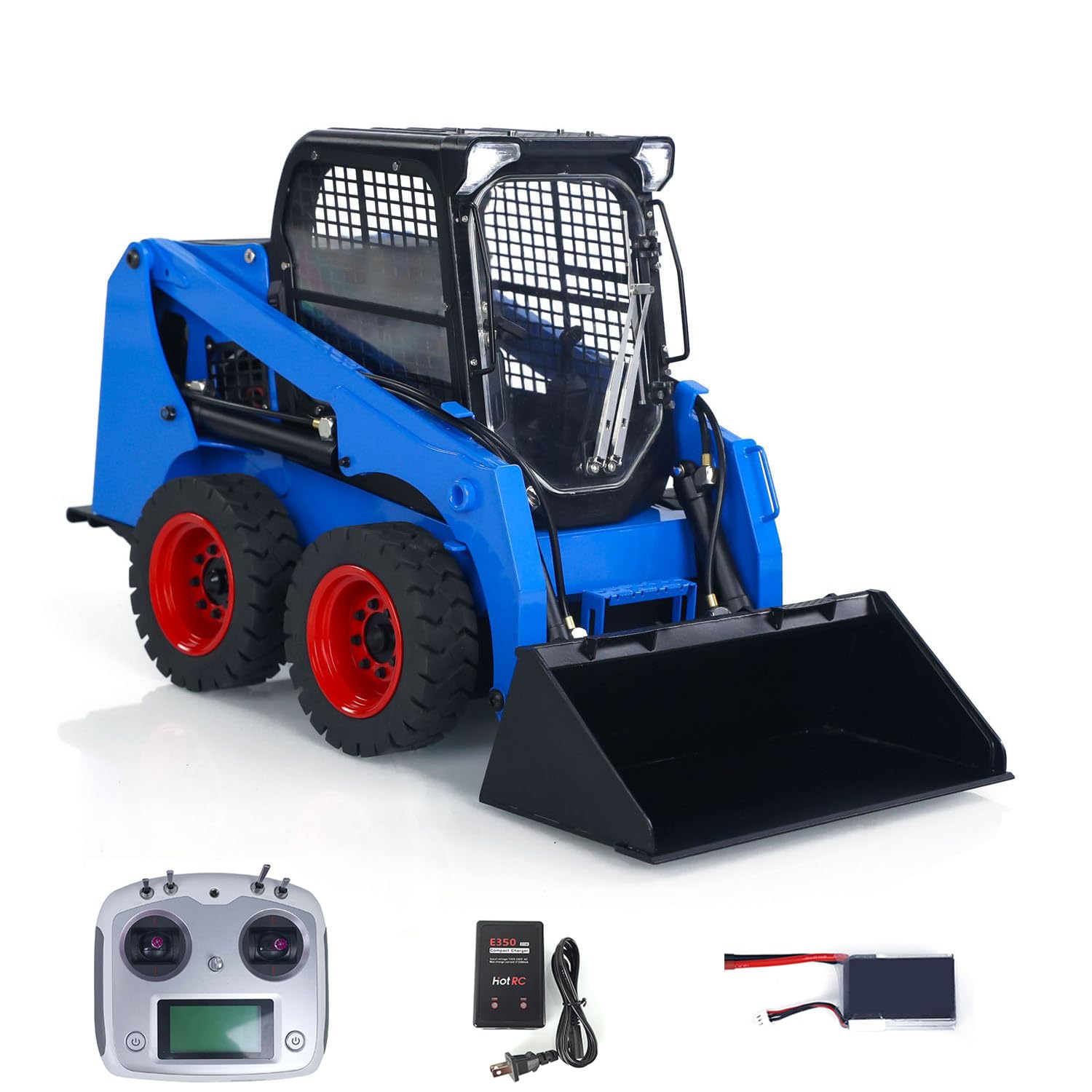 1 14 Metal Hydraulic RC Skid-Steer Loader SM450 Hydraulic System Remote Control Wheeled Car Model Light System Sound