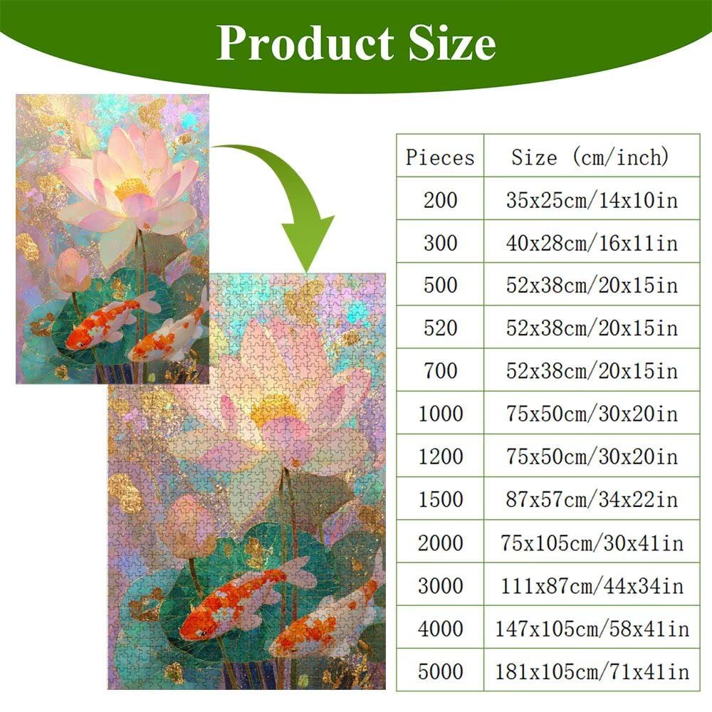4000 Pezzi Puzzle Adulti - Loto & Carpa koi - Fabbricazione in Legno Robusto (Forma Classica) - Decorazione Murale con Poster - Prodotto Riservato ad Adulti e 14 Anni in Su (147x105cm) P3#812