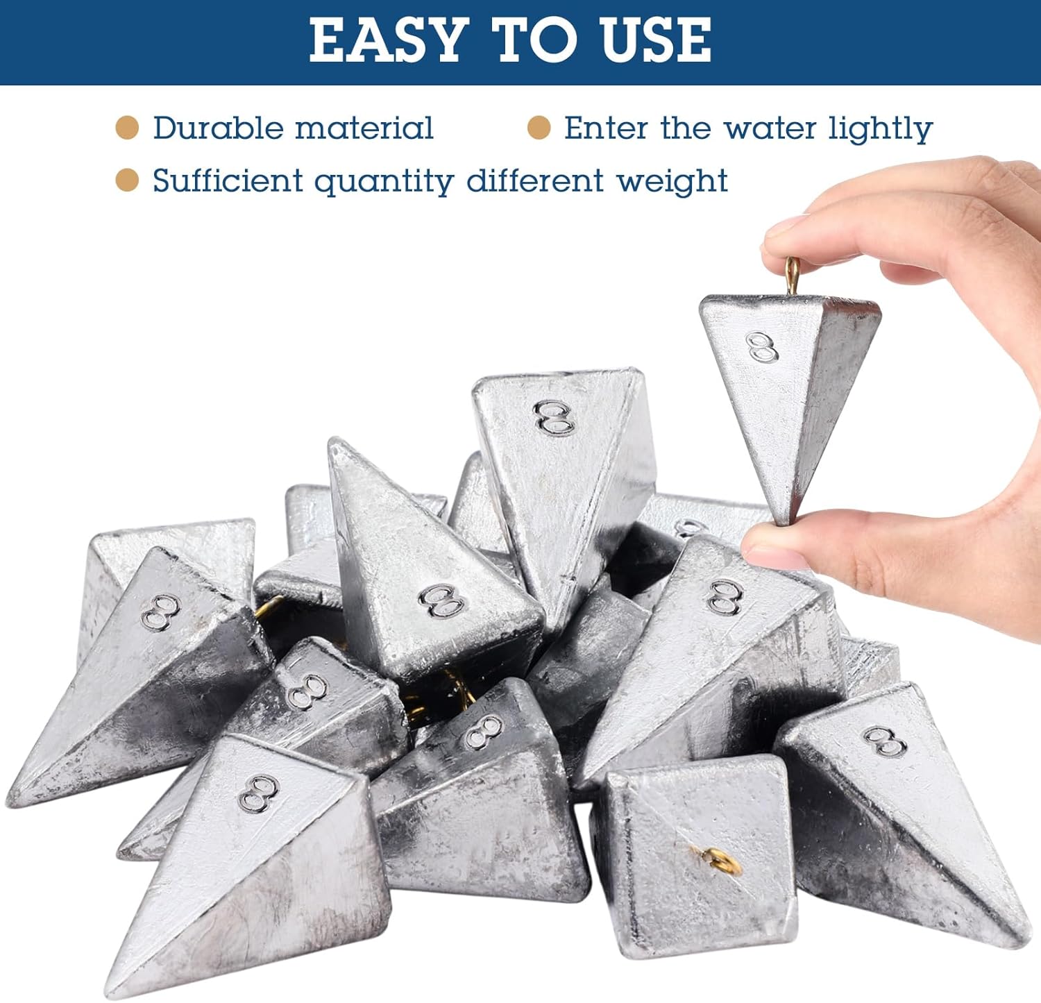 Shimeyao 18 Pieces Pyramid Sinkers Fishing Weights Triangle Fishing Sinkers Rig Pyramid Sinker for Ocean Saltwater Surf Bass Casting Gear Tackle