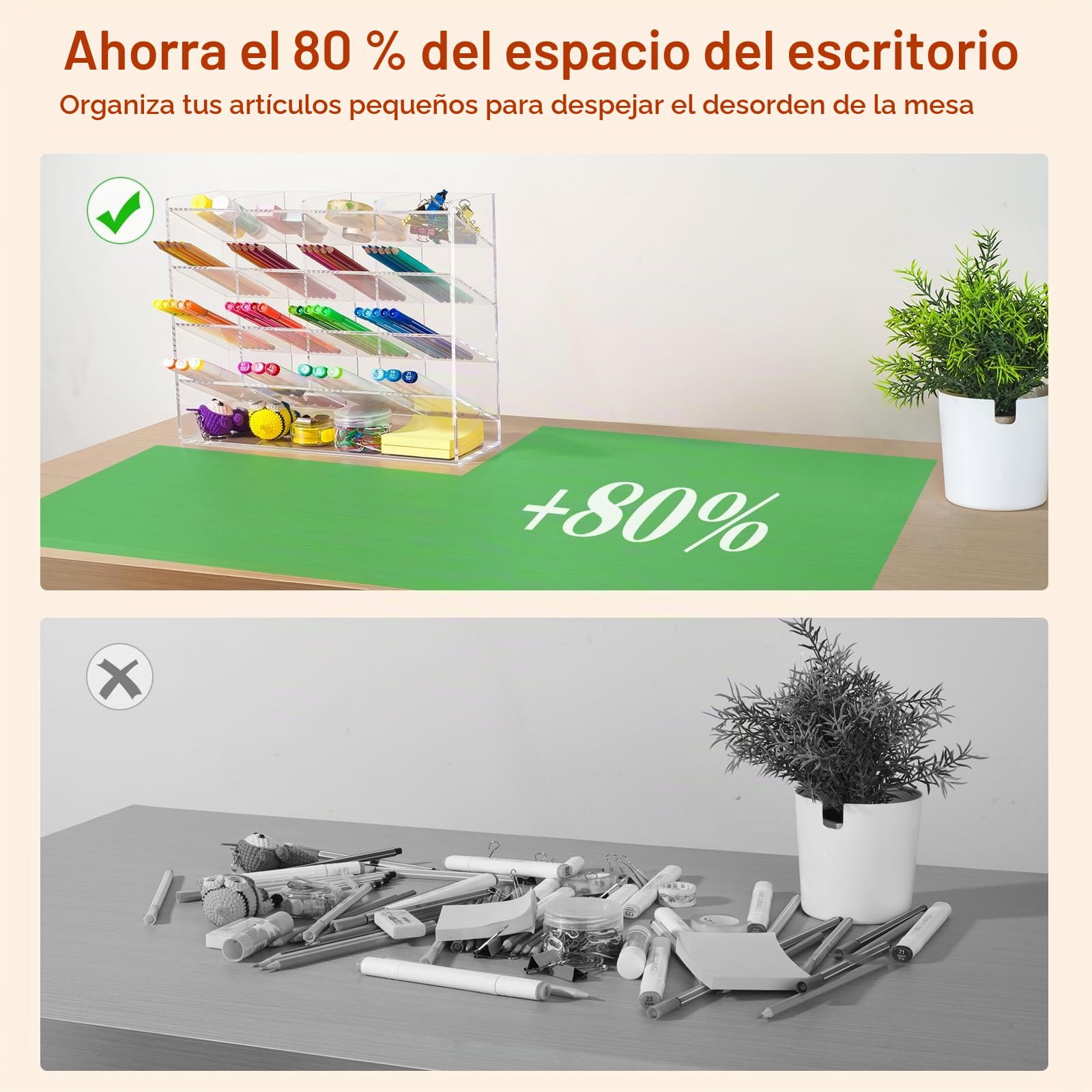 BEYGORM Organizador vertical de acrílico para 200 marcadores, soportes para bolígrafos en ángulo, organización de escritorio, soporte transparente grande para lápices, organizadores de almacenamiento