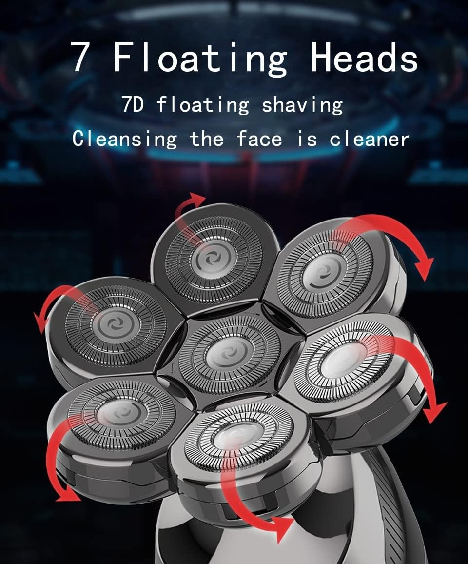 Head Shavers for Bald Men, 5 IN 1 BLACK 7D Floating Head Men's Electric Shaver LCD Rechargeable Waterproof Bald Shaving Machine Nose Hair Trimmer (Color : 5 in 1 black)