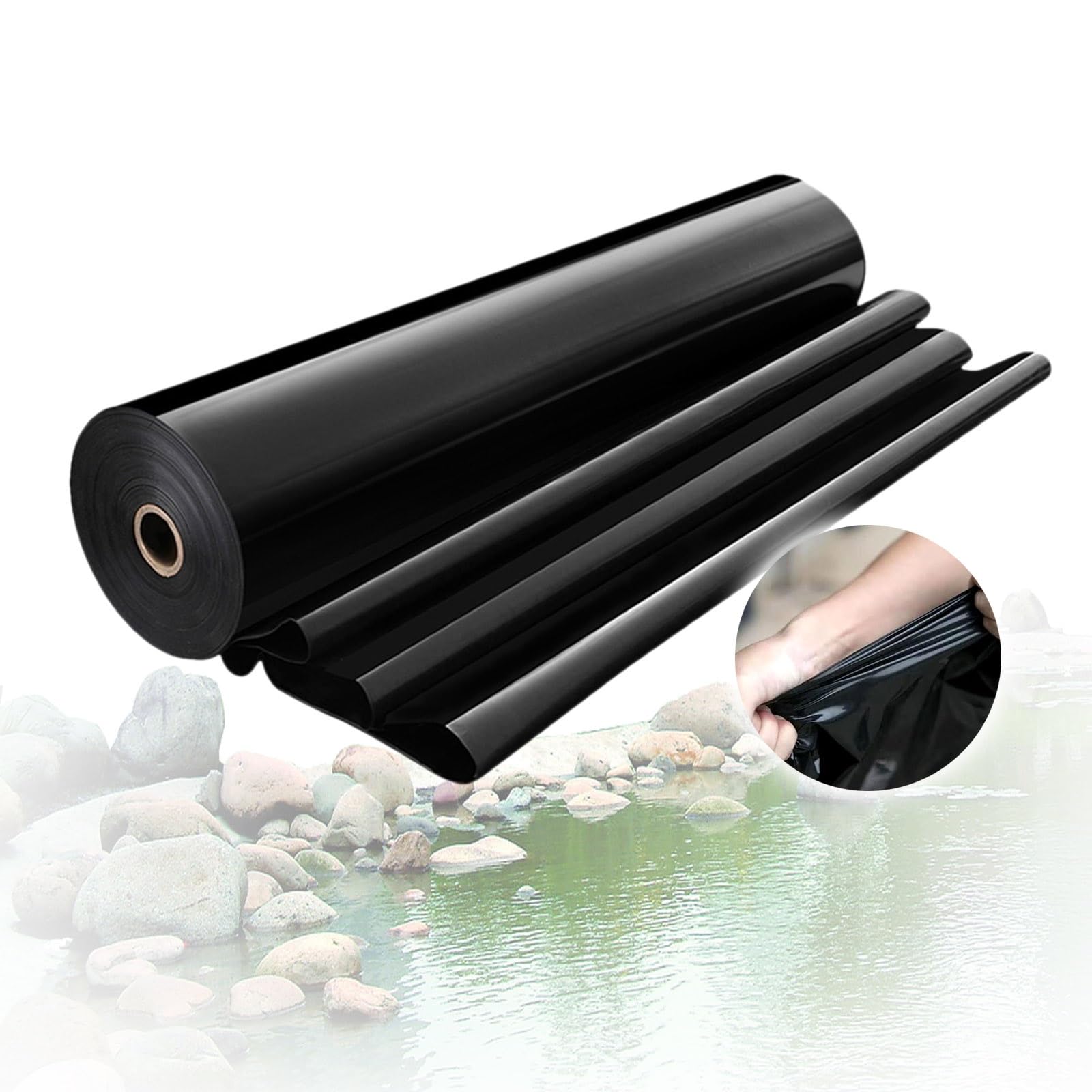 HDPE Stagno Liner 0.12mm Spessore Pesci Stagno Membrana Impermeabile Per Laghetti Esterni Giardino Fontana Cascata Nero 1.0x1.5m 5.0x5.0m 7.0x9.0m 13.0x14.0m