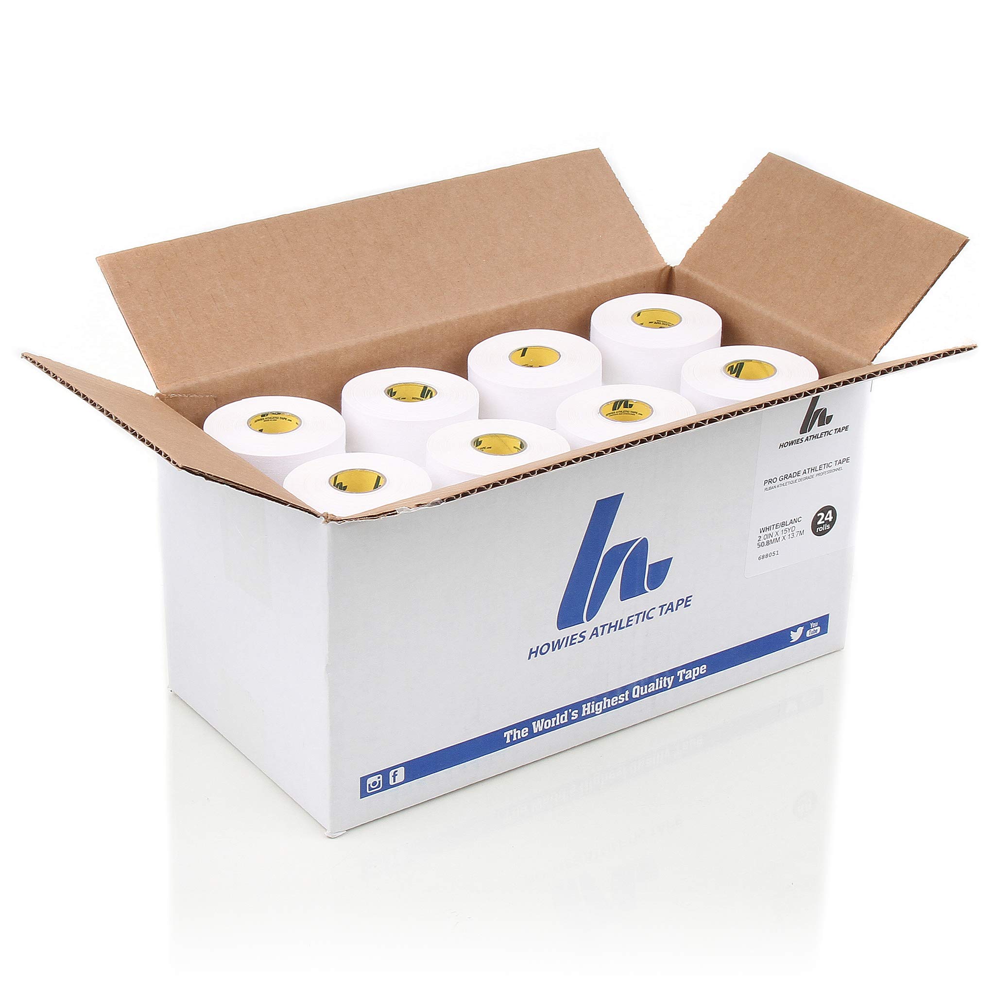 White Athletic Tape Bulk - 24 Rolls 2 x 15yd Pro Grade Strength Sports Tape Best Tape for