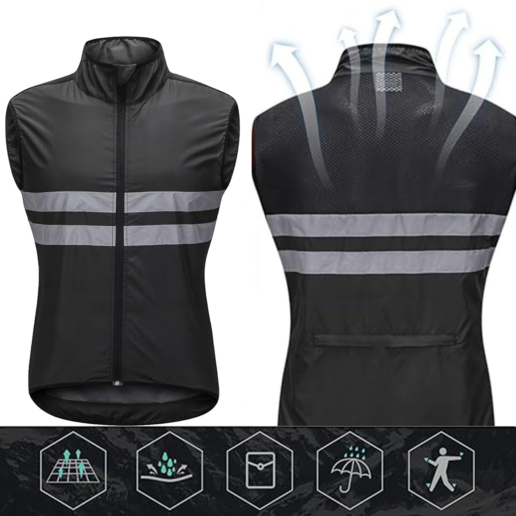 Chaleco de ciclismo para hombre y mujer chaqueta sin mangas montar en bicicleta chaleco deportivo para bicicleta camisetas reflectantes ligeras abrigo transpirable