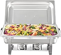 Vista 10 de VEVOR Juego de bufé de platos para rozar, 2 unidades de 8 cuartos de galón, de acero inoxidable con 2 bandejas completas y 4 de tamaño medio