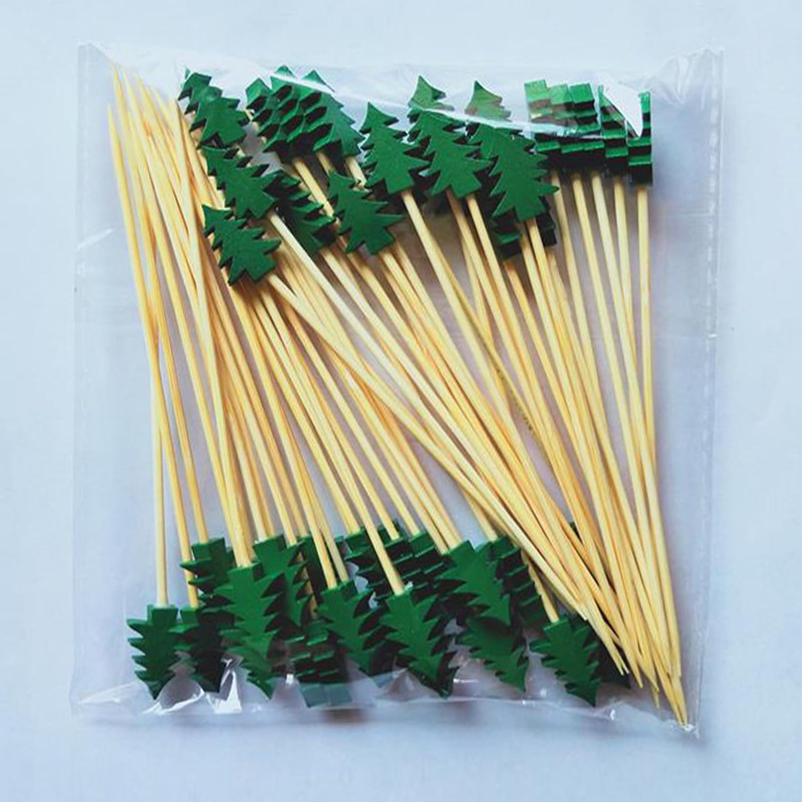 50 PCS Christmas Cocktail Sticks, 4.7IN Xmas Tree Fruit Picks for Christmas Party, Bamboo Cocktail Picks, Christmas Toothpicick for Sandwich, Cocktail