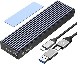 🎫🎫 DOUBLE COUPON! ORICO M.2 NVMe SATA SSD Enclosure Adapter, USB3.2 Gen2 10Gbps NVMe PCI-E 6Gbps NGFF SATA M-Key (B+M Key), Supports UASP Trim for M.2 SSD Size M and B&M Keys 2230/2242/2260/2280(up to 4TB) – M2PVM