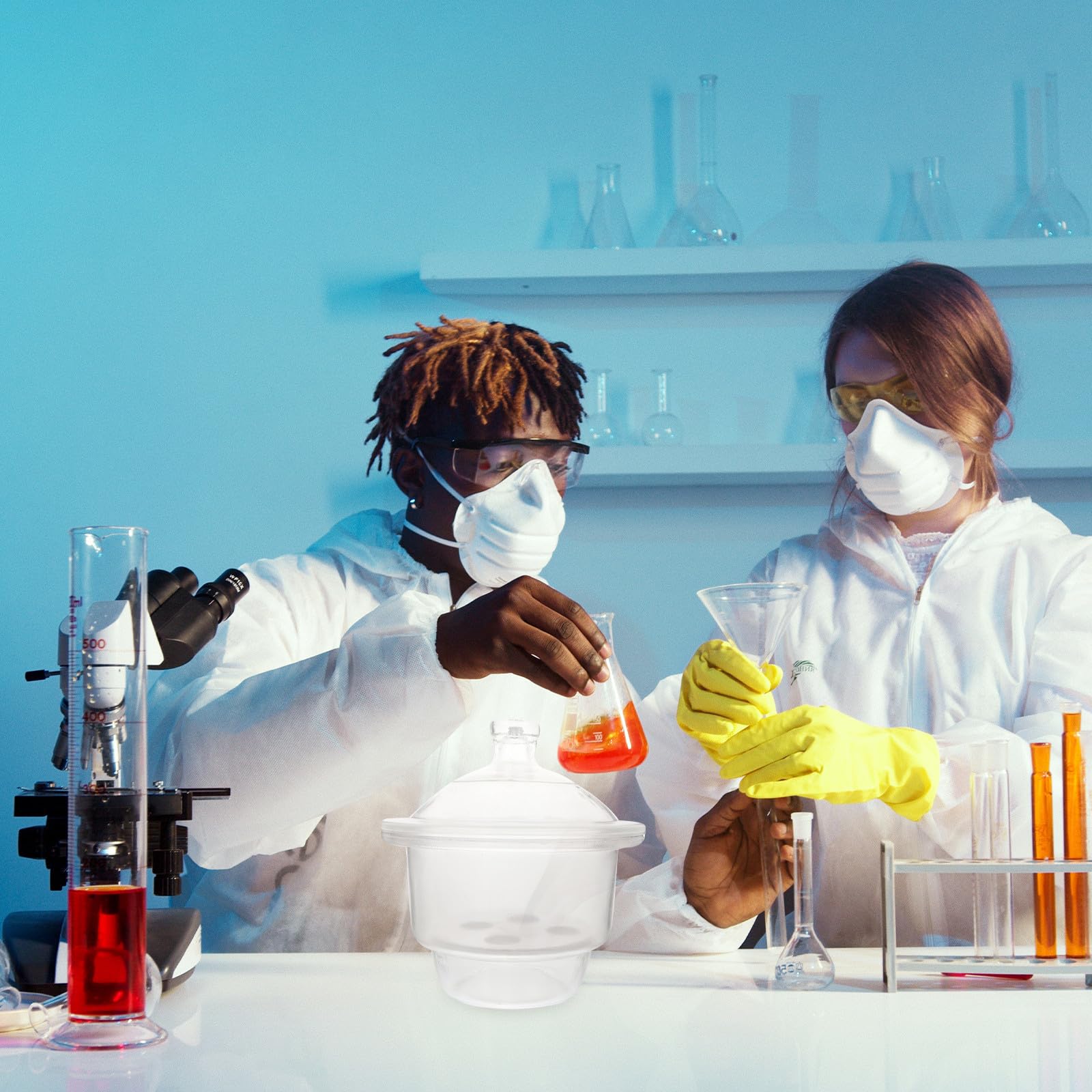 VOSAREA Essiccatore per Laboratorio in Vetro Camera da Vuoto, Alta Trasparenza e Funzionamento Comodo per Esperimenti Scientifici
