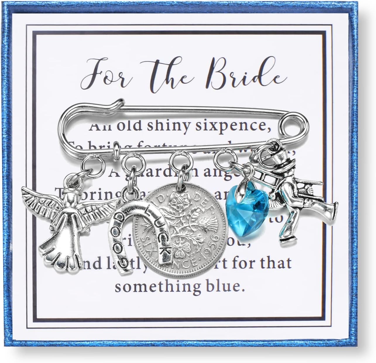 Miss Pink Bride Gifts for Her Bride Pin Bride Bouquet Charm Lucky Sixpence Bridal Kilt Pin Something Blue for Bride Wedding Gifts for Bride from Maid of Honor Bridesmaid