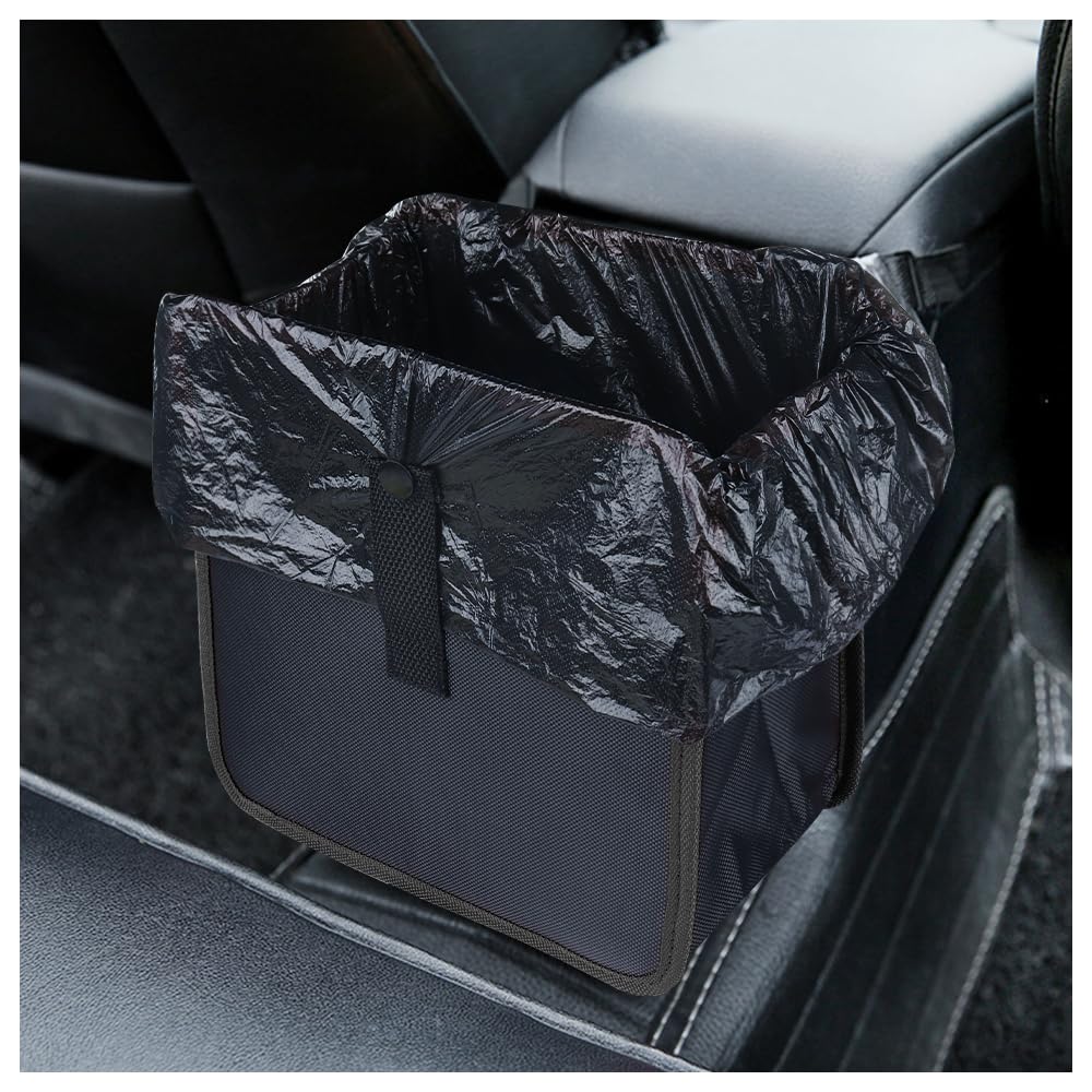 Bolsa de basura colgante para coche, impermeable, de 7 l, gran capacidad, para mantener el interior del coche ordenado, organizador multiusos de accesorios, color negro.