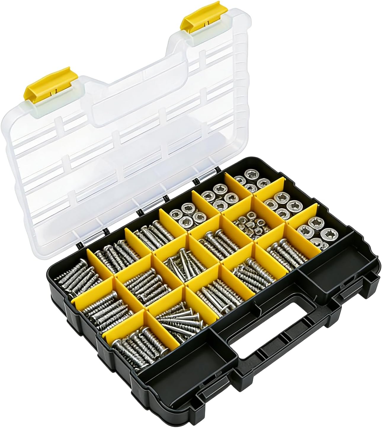Screw Storage Organizer - 34-Compartment Container - Small Parts Storage Tools Box | for Nuts Bolts Beads Jewelry Electronic Components Craft Room Garage Office Home Electricians