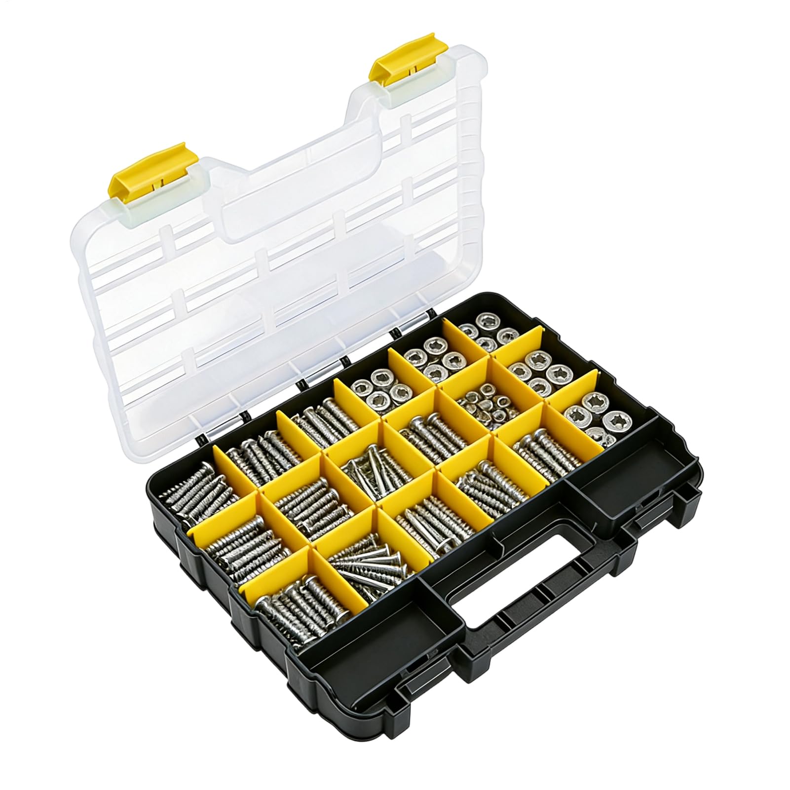Screw Storage Organizer - 34-Compartment Container - Small Parts Storage Tools Box | for Nuts Bolts Beads Jewelry Electronic Components Craft Room Garage Office Home Electricians