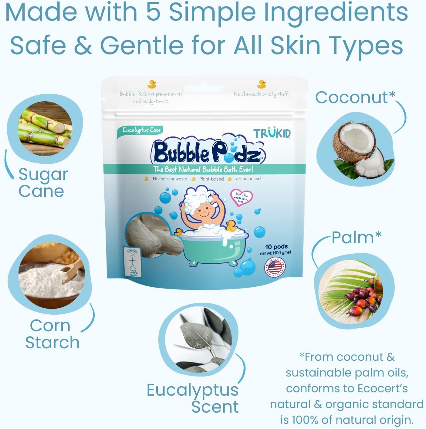 TruKid Eucalyptus Bubble Podz & BubbleGlove Set – Bubble Bath Pods and 2 Wash Gloves for Sensitive Skin - Image 8