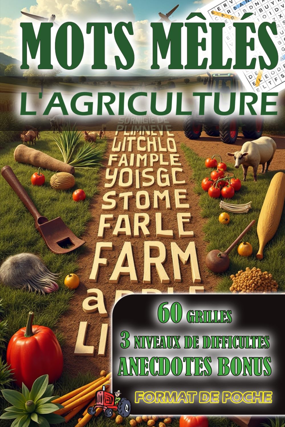 Mots Mêlés : L'agriculture: L'agriculture de hier à aujourd'hui - Format de poche - 60 grilles - 3 niveau - 6x9 pouce