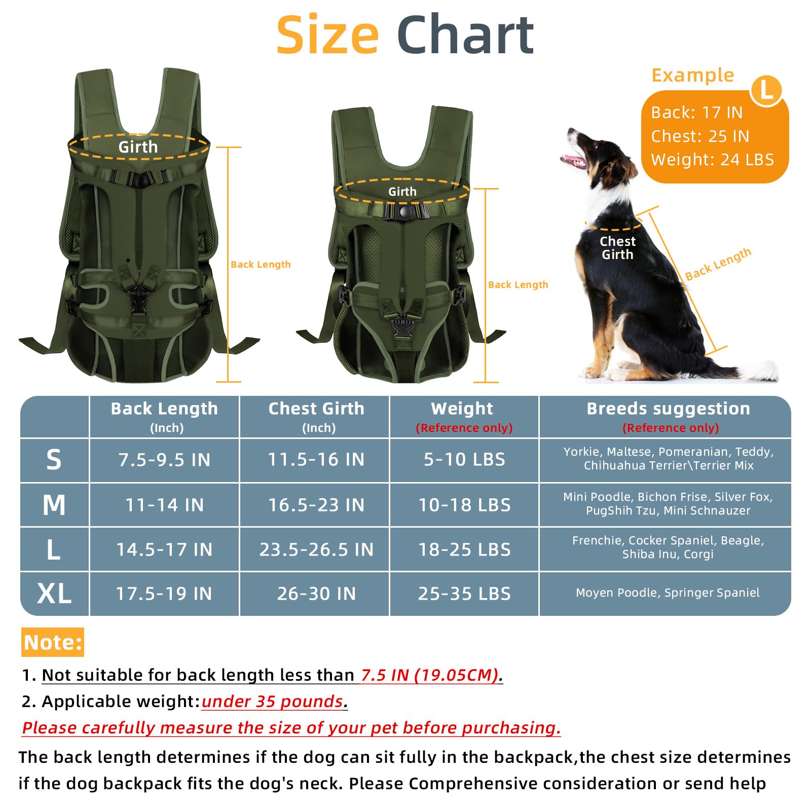 Dog Front Carrier Backpack, Dog Backpack Carrier Soft Pad, Pet Legs Out - Image 2