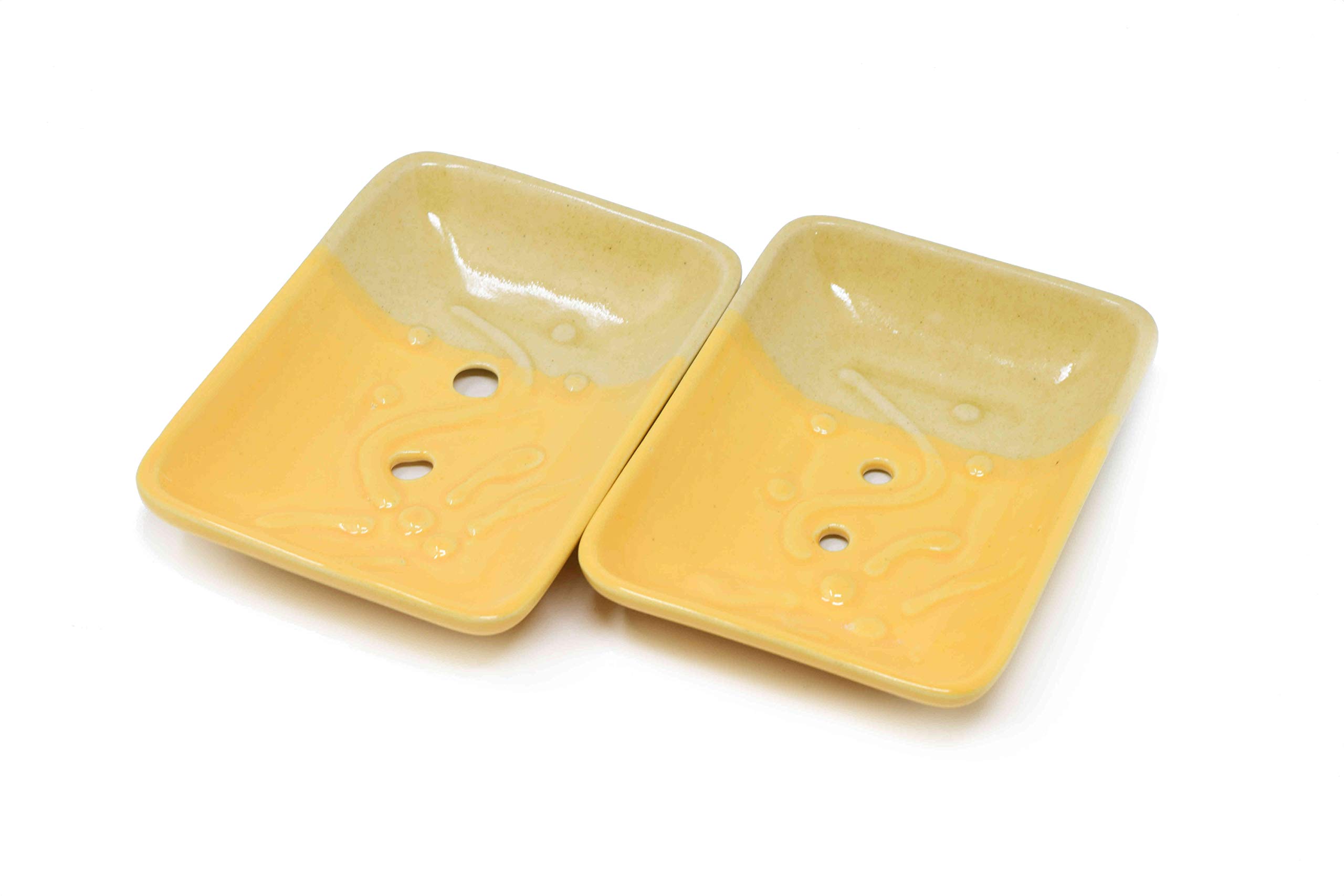 The Himalayan Goods Company - Stoneware Ceramic Handmade Soap Dish or Soap Trays or Soap Holders 5 x 3.5 inches (Yellow)