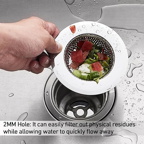 Miniatura 7 de 4 coladores de drenaje para fregadero de cocina, tapa de fregadero de 3.37 pulgadas + tapón de eliminación de basura de 4.4 pulgadas, coladores de