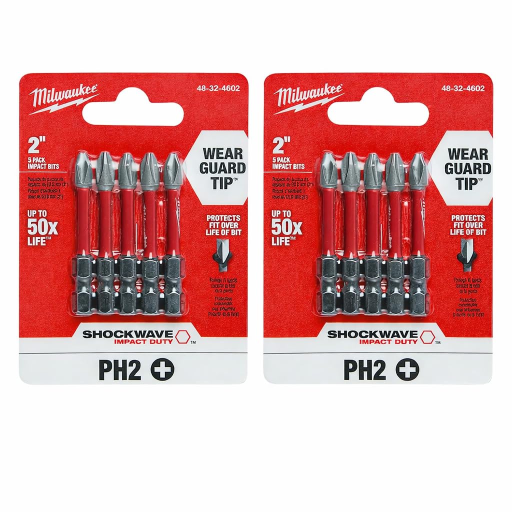 48-32-4602 Power Bit, 2 Drive, Phillips Drive, 1/4 in Shank, Hex Shank, Steel, Sold as 2 Pack, 10 Count Total