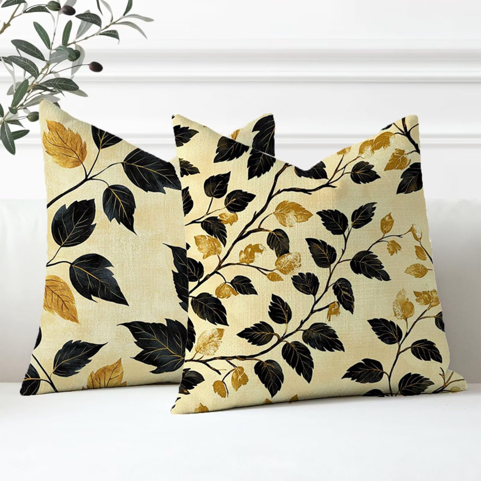 Housse Coussin 60x60cm Imperméable Velours Crème Lot de 2 Double Face pour Canapé et Extérieur