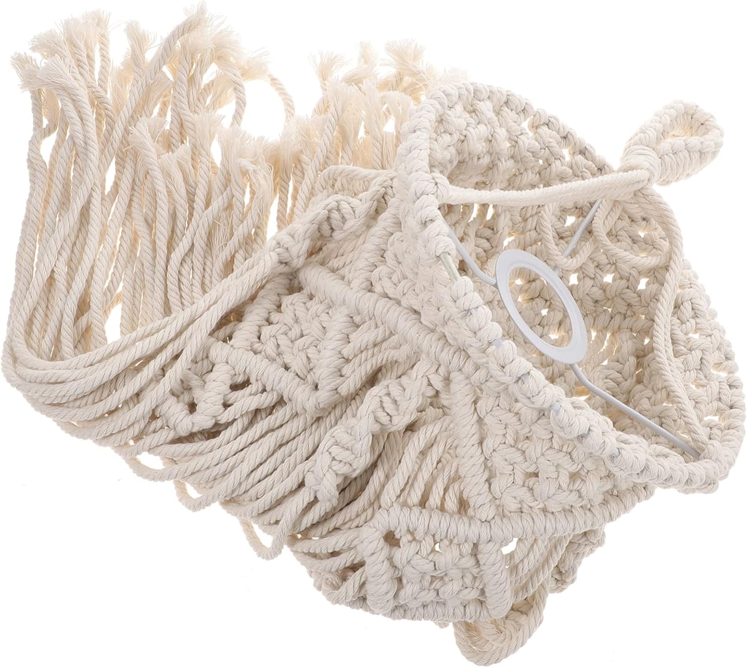 Cabilock Bohemian Macrame Lampshade Handmade Woven Ceiling Light Cover Decorative Pendant Shade for Home Bedroom Living Room Soft Warm Glow Eye-friendly Design