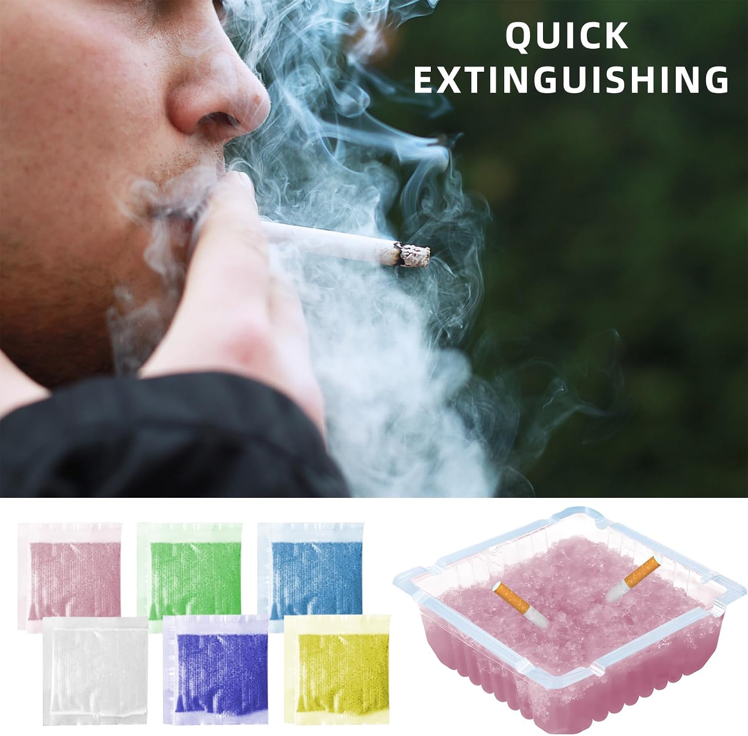 40 sets Disposable Ashtrays with Ash Absorbing Balm, VEINARDYL Portative Smokeless Ashtray Ash Holder Outdoor Ashtrays with Ash Tray Sand Deodorant for Lazy People Quickly Extinguish Cigarette