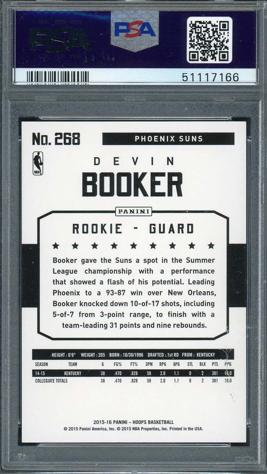 Amazon.com: Devin Booker 2015 Panini Hoops Basketball Rookie Card