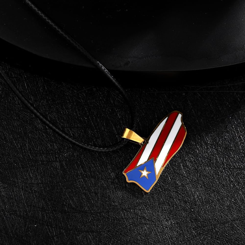 Puerto Rico Flag Pendant Necklace, Puerto Ricans Jewelry Gift for Men Women - Image 3