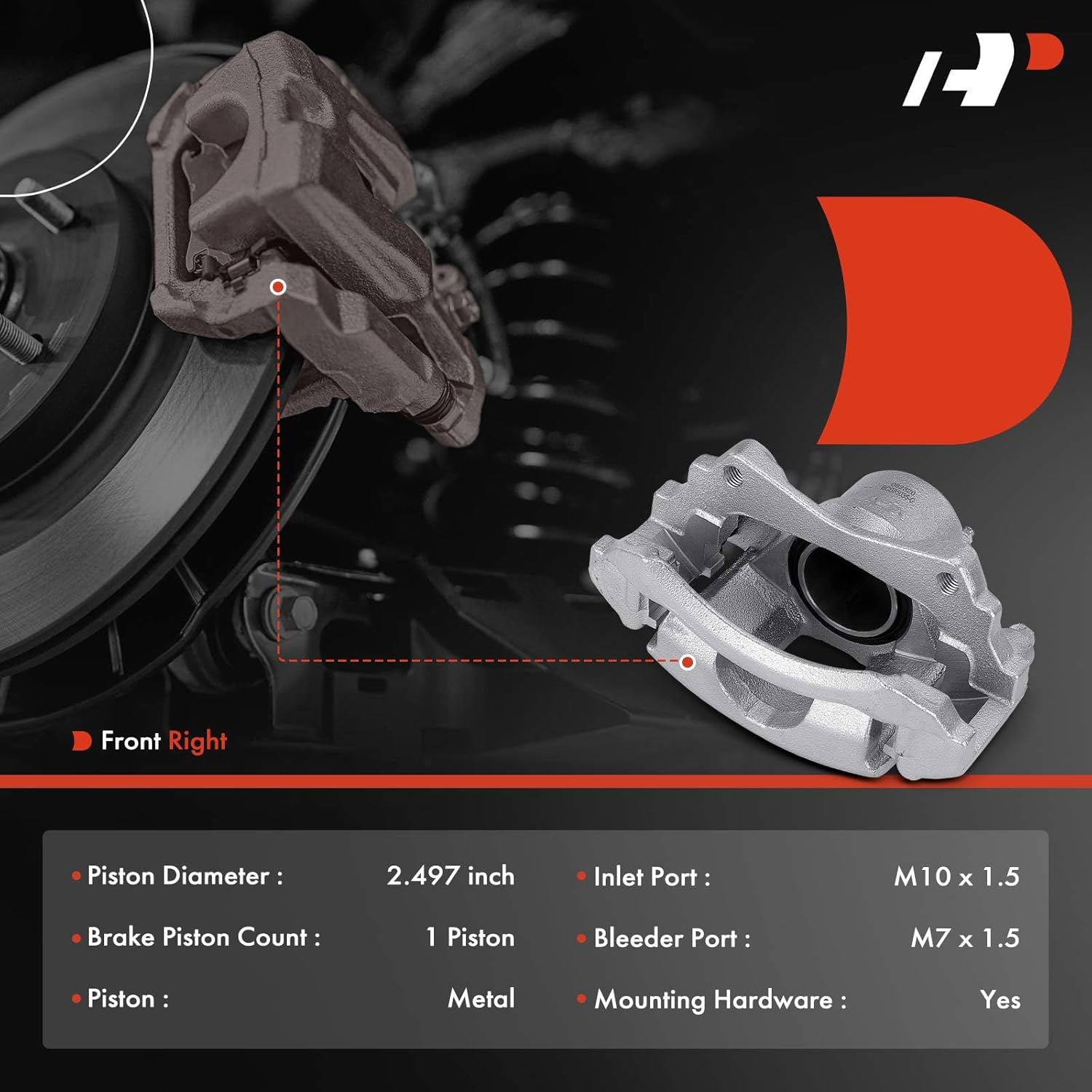 A-Premium Disc Brake Caliper Assembly with Bracket Compatible with Select Buick, Chevy, Pontiac and Saturn Models - Allure, LaCrosse, Uplander, Terraza, Grand Prix, Montana, Relay - Front Passenger