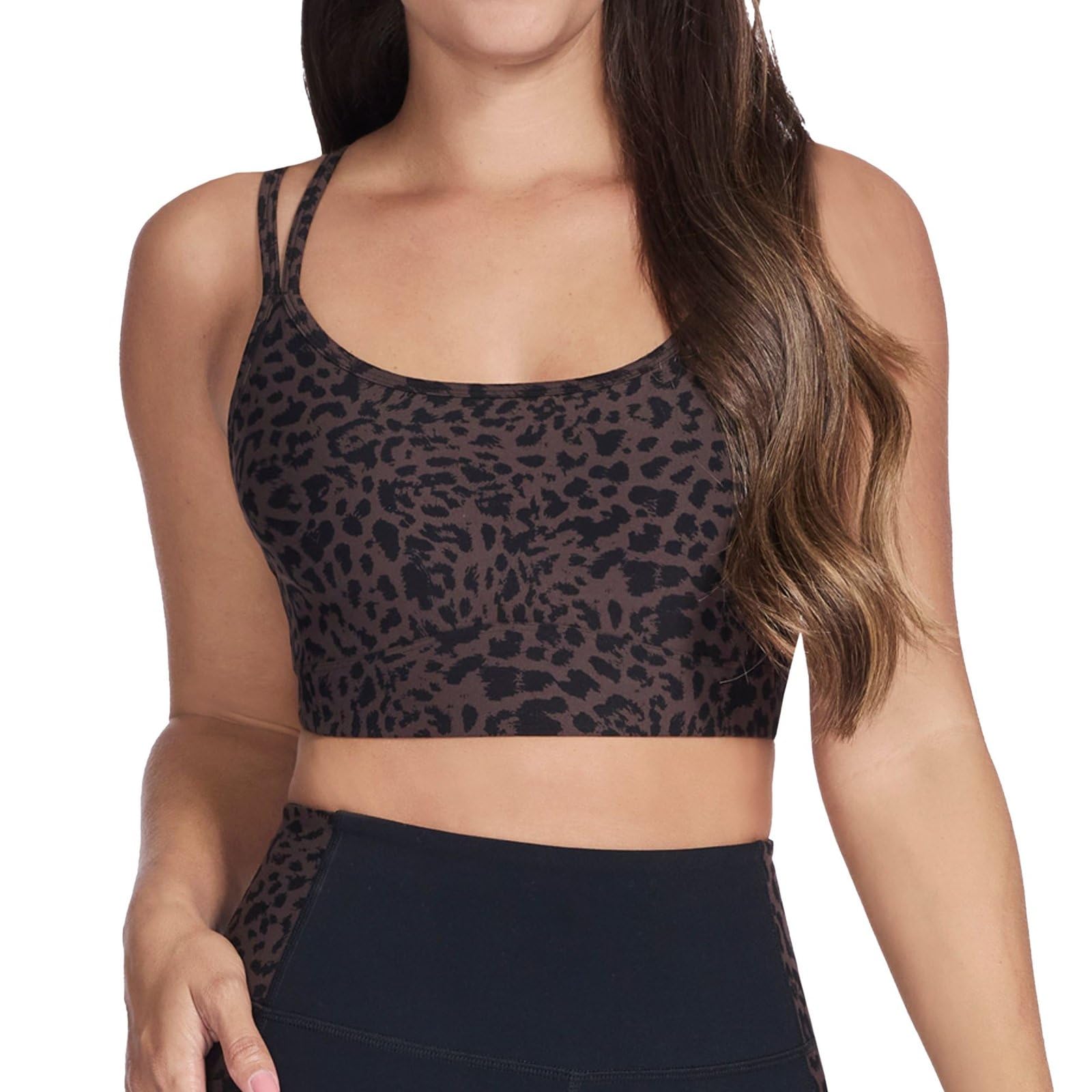 Skechers Damski biustonosz Gowalk Cheetah Brązowy, Brązowy, XL