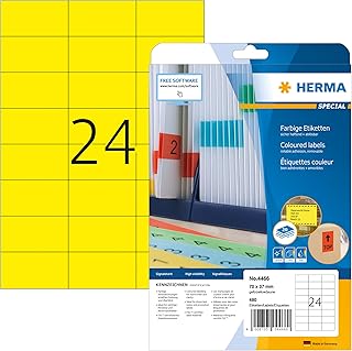 Herma 4466 - Pack de 480 etiquetas, 70 x 37 mm, color amarillo