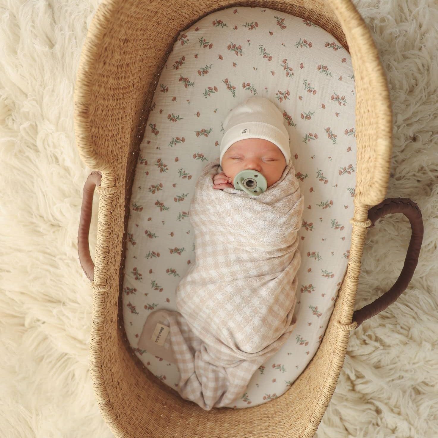 Checkered Baby Blanket Swaddle - 100% Soft Cotton Quilt Swaddling Stroller Blanket for Nursery Bed Shower Baby Gift Registry for Newborns Toddlers Boys & Girls (Plaid - Beige) - Image 4