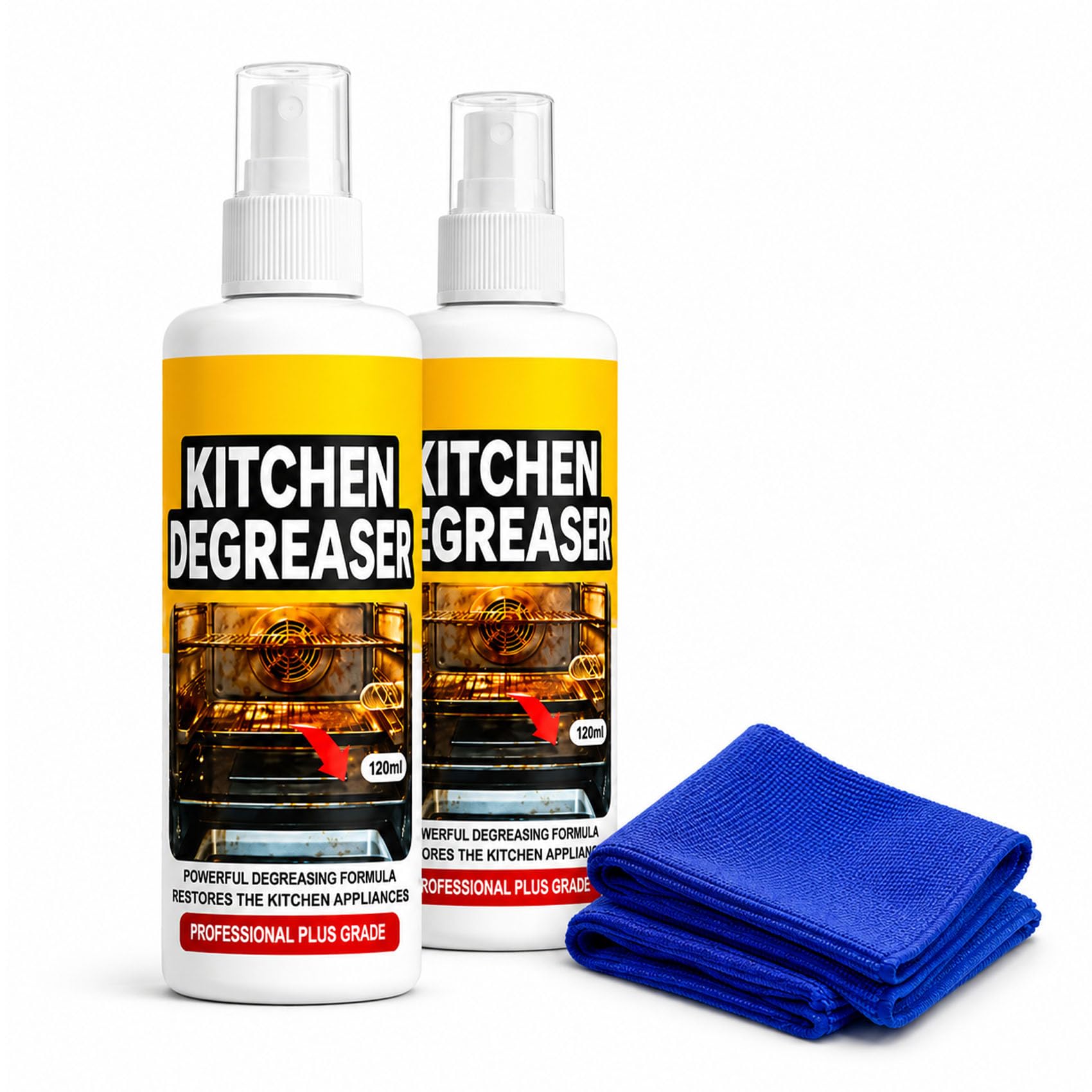 Kitchen Degreaser Spray, Grill Degreaser for BBQ Grates, Oven, Air Fryer and Greasy Kitchen Surfaces (2pcs)