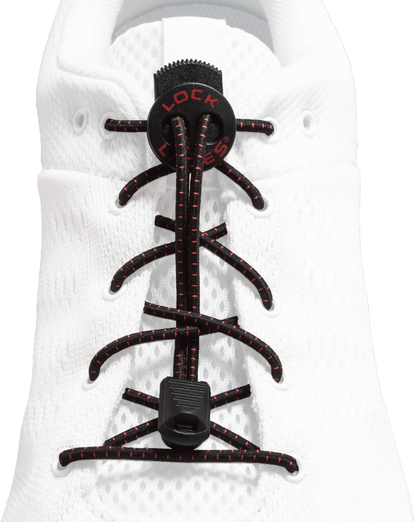Elastic No Tie Shoelaces Pro Series® (Robert Killian OCR Edition) with Strengthened Double Eyelet Locks, Black/Red