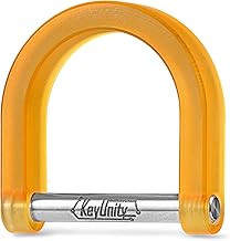 KeyUnity KA17 PEI Keychain with D Ring, U Shape, Screw Lock with Titanium Pin, Lightweight Carabiner for Car Trailers, Handbag, Leather, Keychain Accessories (Amber, L), Amber L, Size