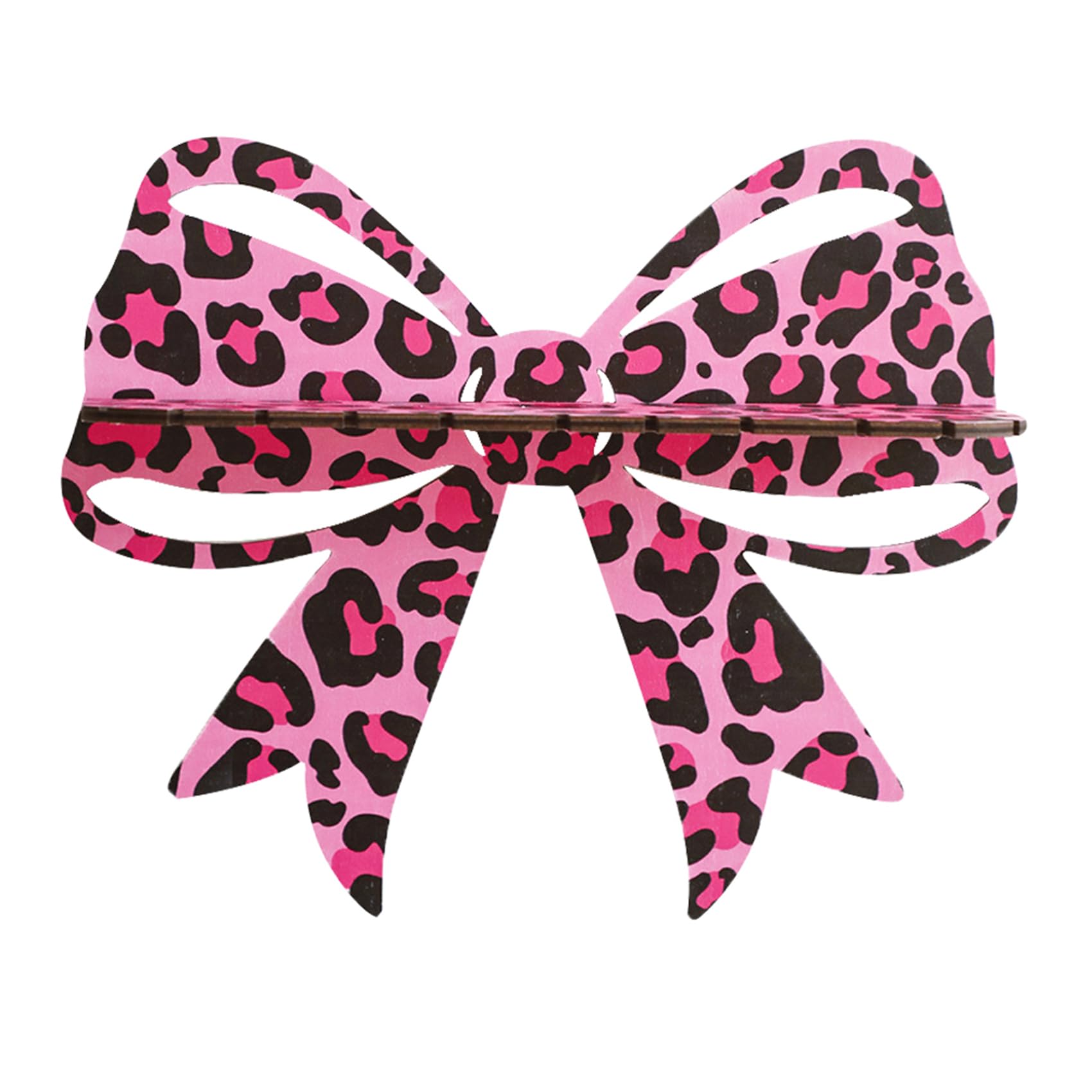 YueLvoe 1Pcs Cute Bow Floating Shelves, Pink Leopard Print Wall Shelf for Girls Room, Decorative Wall Shelves, Crystal Display Organizer, Boho Bedroom