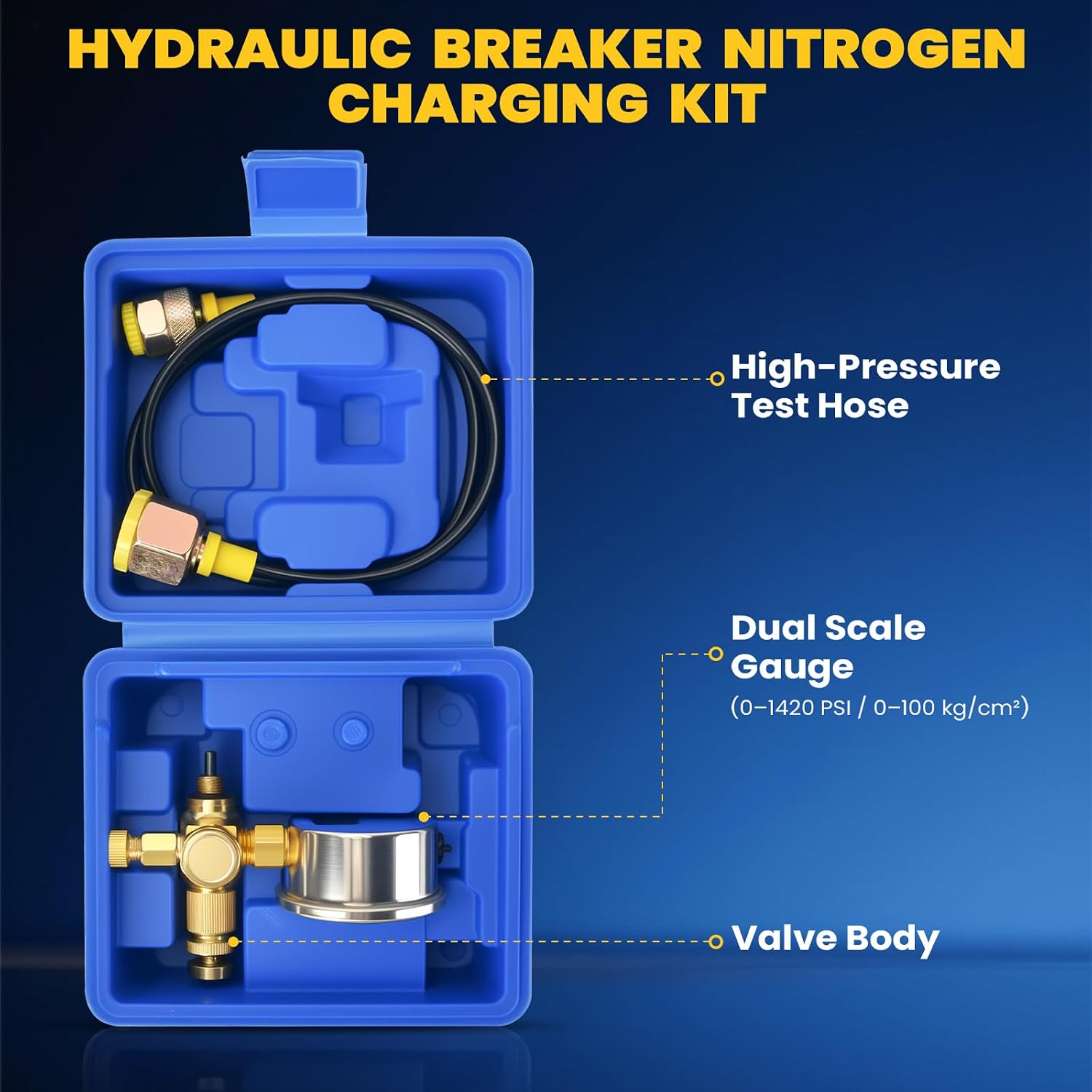 Hydraulic Breaker Hammer Nitrogen Gas Charging Kit, Nitrogen Gas Pressure Test Tools, Hydraulic Hammer Breaker