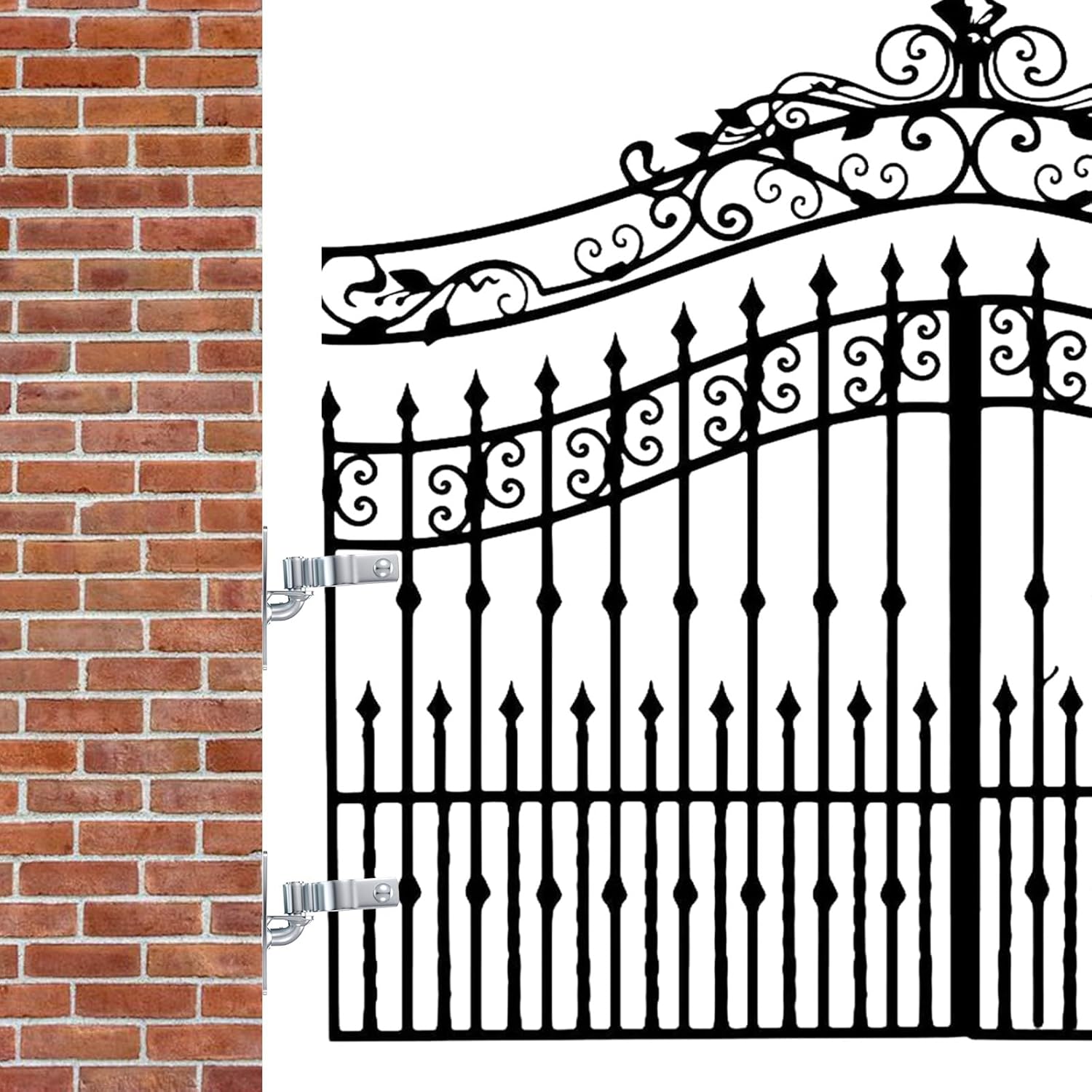 2 Pack 1-3/8 Inch Wall Mount Gate Hinge Metal Hinges Fence Post Chain Link Fence Frame Hinge Outdoor Gate Hardware