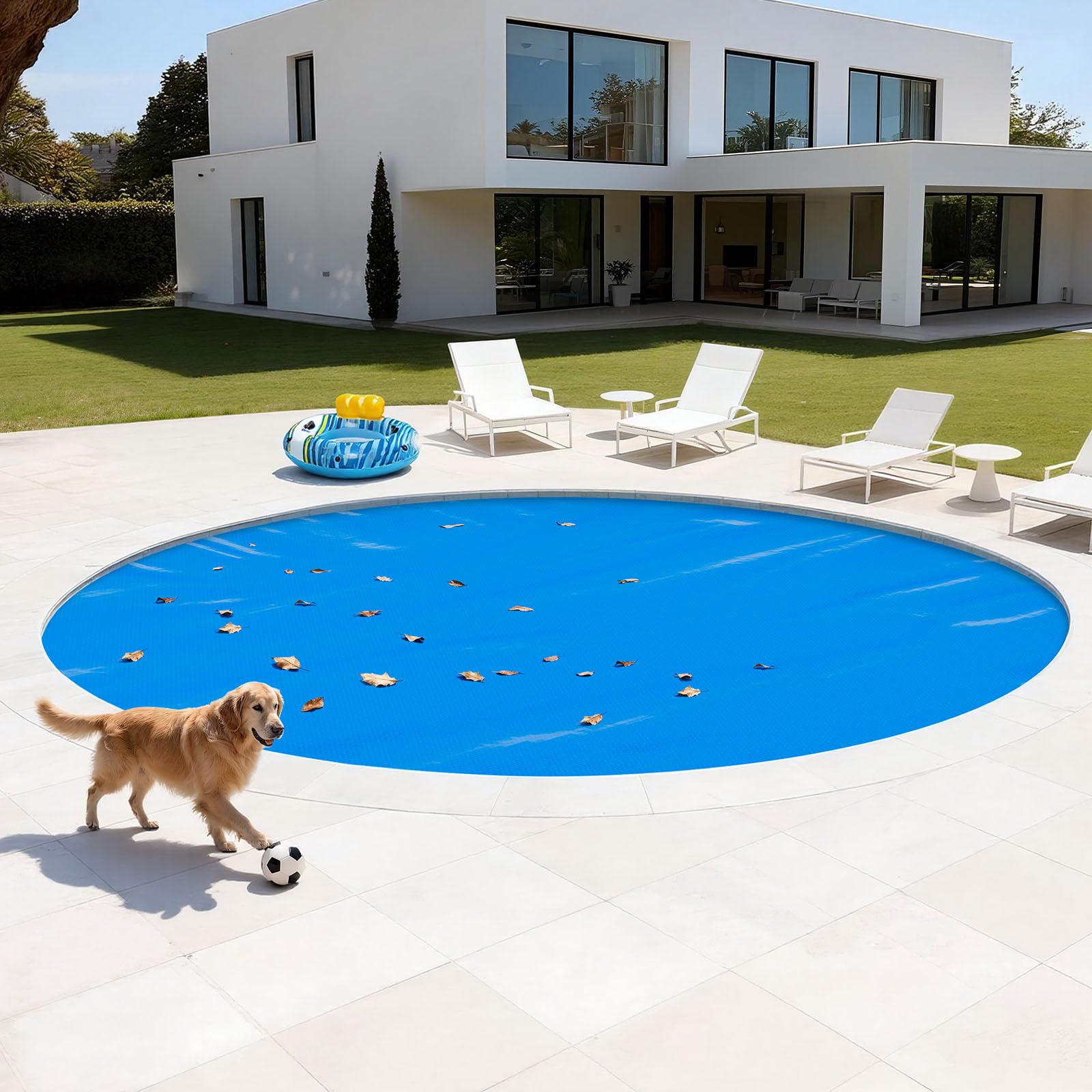 VEVOR Bâche Solaire Piscine Ronde 5,5 m Couverture Solaire Piscine Bâche à Bulles 0,3 mm en Polyéthylène PE Absorption de Chaleur Jour et Rétention Chaleur Nuit pour Piscines Hors Sol Creusées, Bleu