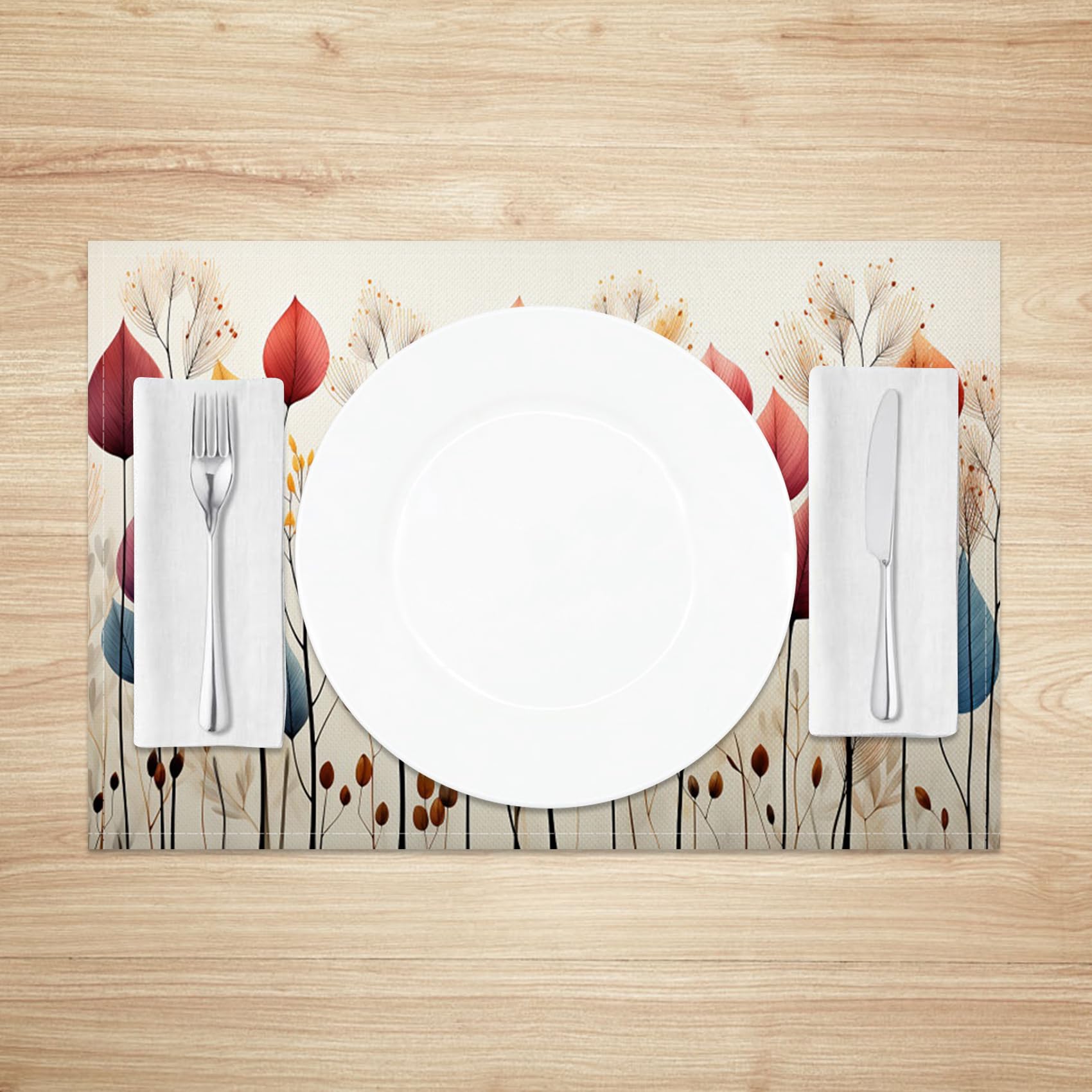 Tovagliette Americane Autunnali Con Foglie D'acero – Set Da 4, 30x45 Cm, In Tessuto, Per La Tavola Di Natale