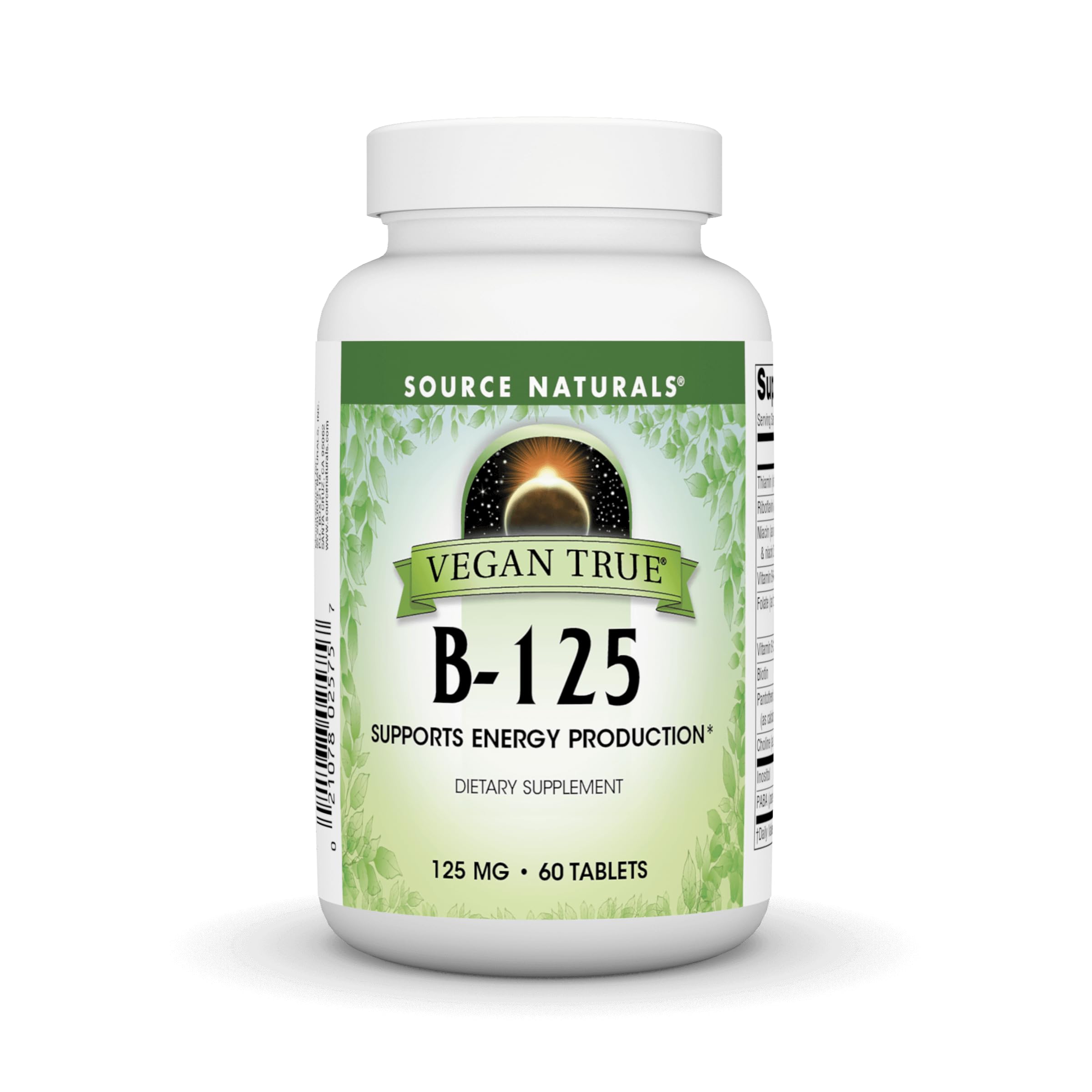 Source Naturals Vegan True B-125, Supports Energy Production*, 125 mg - 60 Tablets
