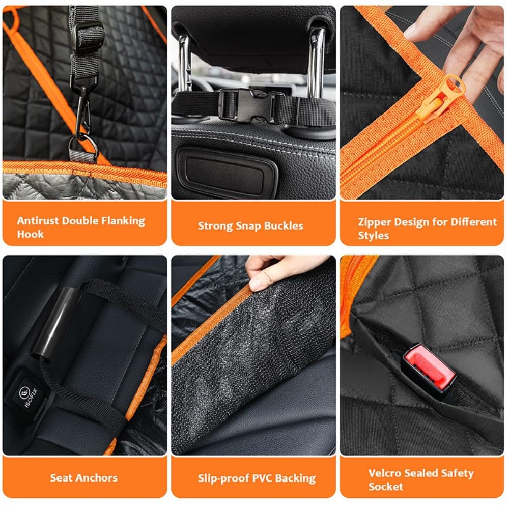 M/P Dog car seat Cover for Pets 100% Waterproof Seat Cover Hammock with Mesh Window 600 D Heavy Duty Scratch Proof Nonslip Durable Soft Back seat Cover for Cars Trucks and SUVs seat Covers - image 7