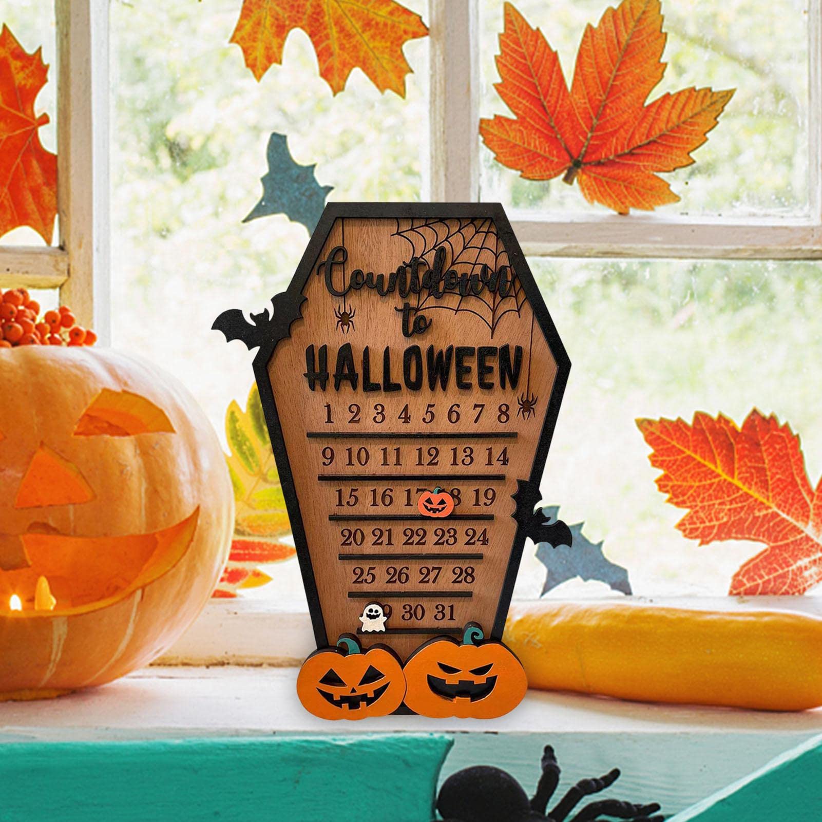 Calendario Dell'Avvento Di Halloween 2023, Blocchi Horror Di Zucca Rimovibili In Legno Fai-da-te Decorazione Di Halloween, Decorazione Per Il Conto Alla Rovescia Di Halloween (B