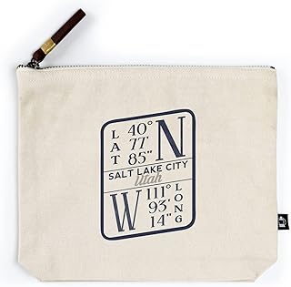 Lantern Press Salt Lake City, Utah, Latitude and Longitude (Blue), Contour (100% Cotton Canvas Travel Accessory Go Bag)