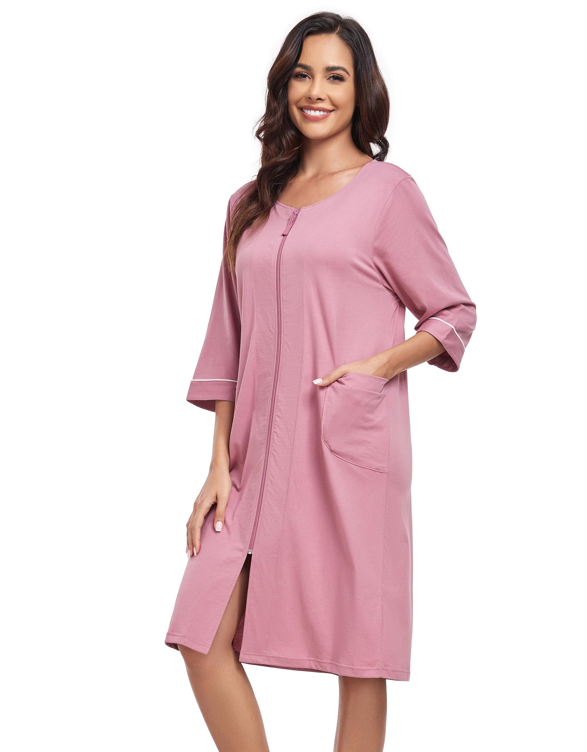 COLORFULLEAF Albornoz con cremallera para mujer Mujer